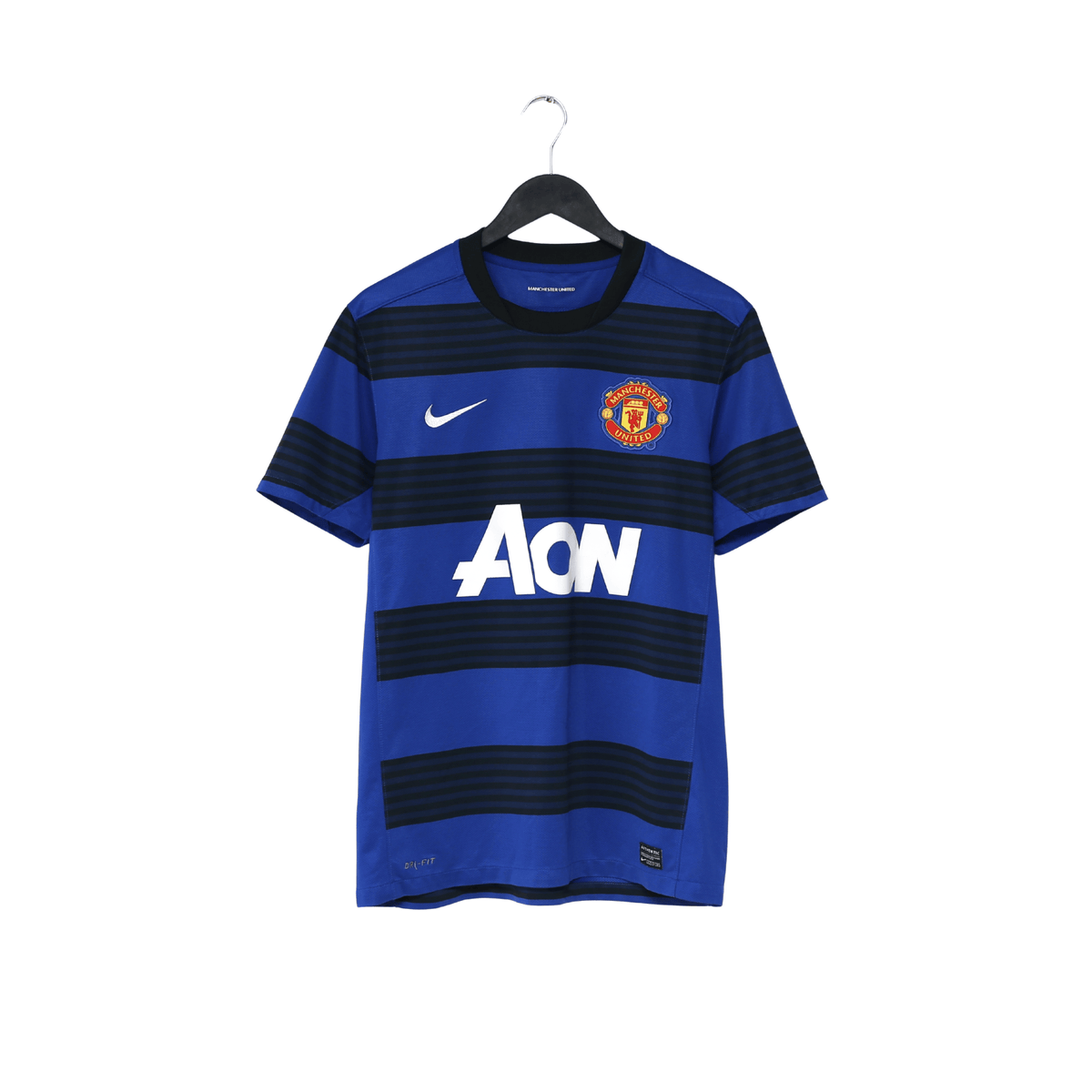 2011/13 Berbatov #9 Manchester United Nike away football shirt in blue and black hoops
