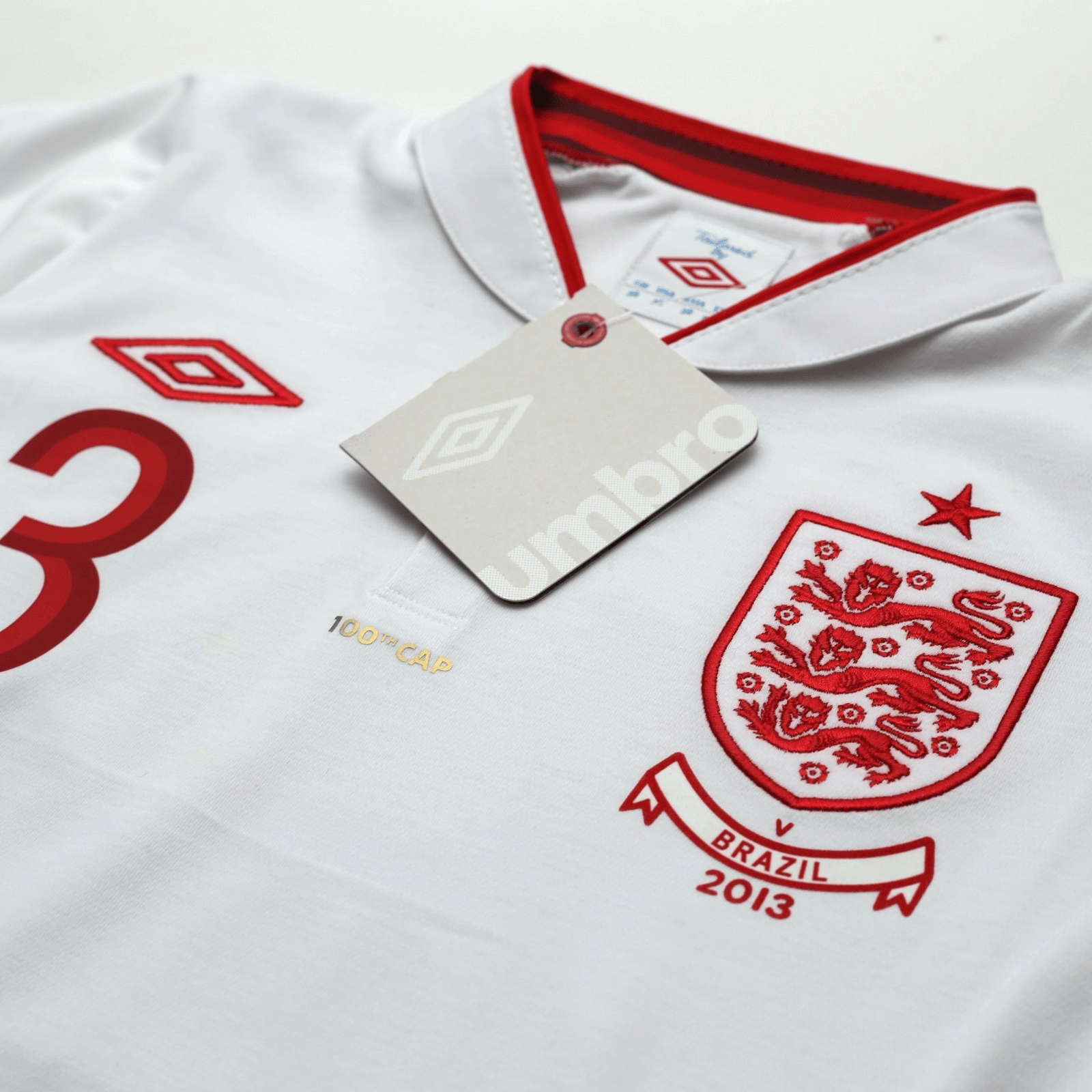 2012/13 Cole #3 England Vintage Umbro Home Football Shirt (38) 100th Cap BNWT