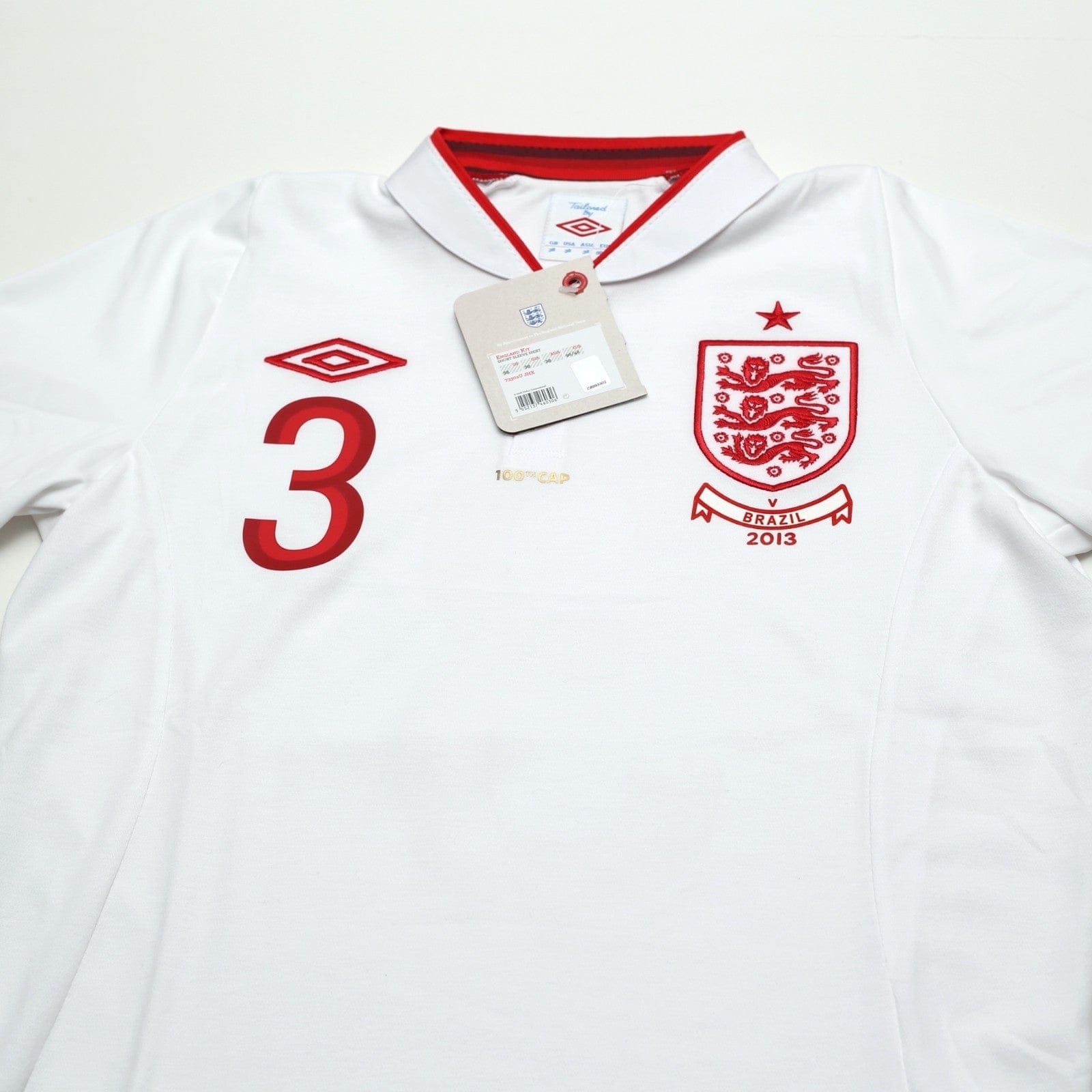 2012/13 Cole #3 England Vintage Umbro Home Football Shirt (38) 100th Cap BNWT