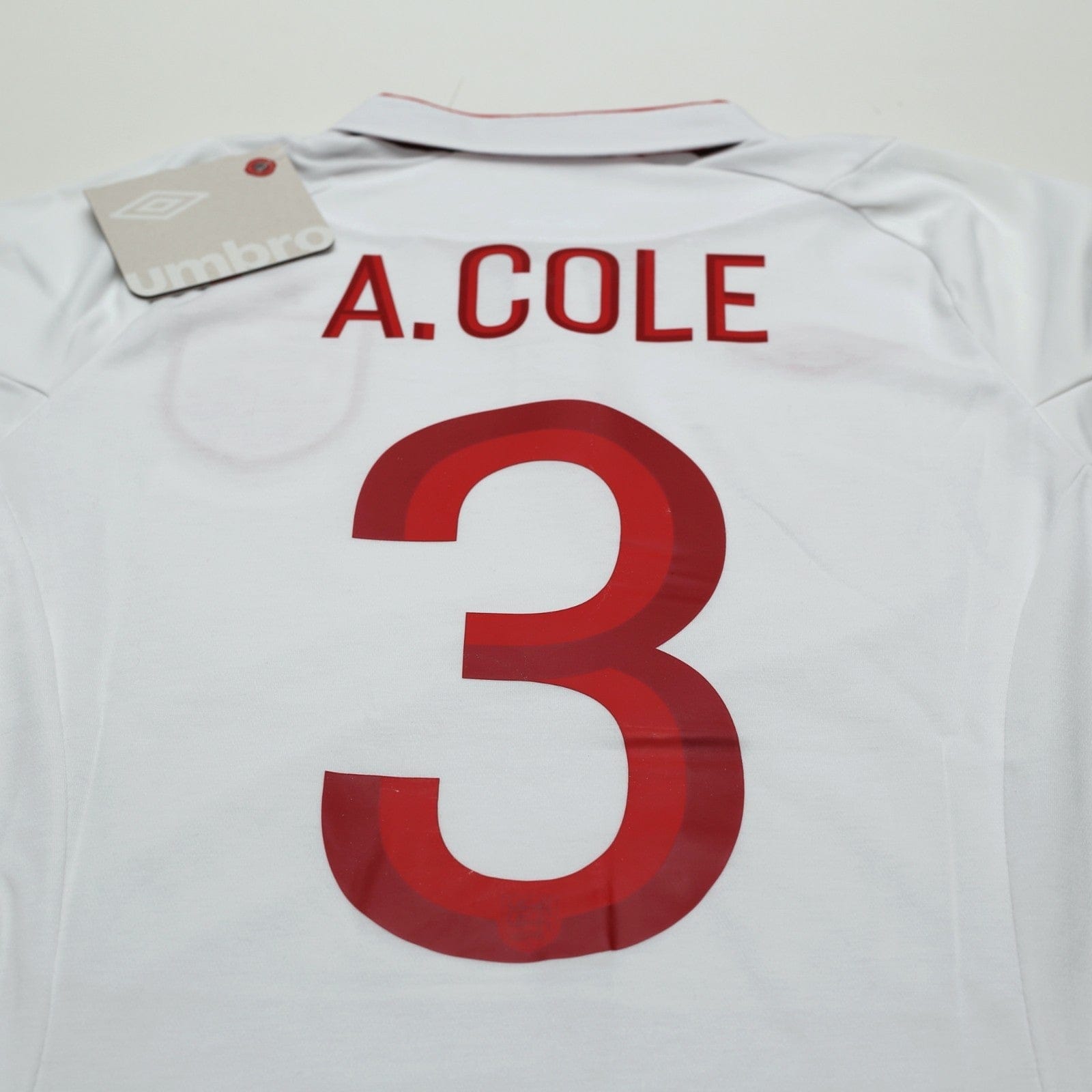 2012/13 Cole #3 England Vintage Umbro Home Football Shirt (38) 100th Cap BNWT