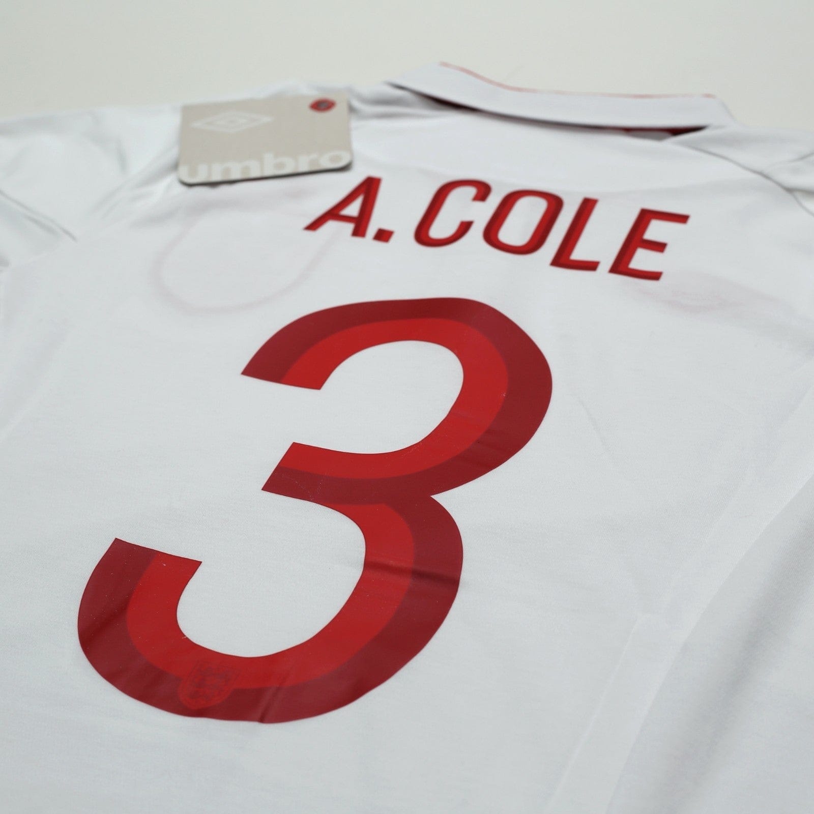 2012/13 Cole #3 England Vintage Umbro Home Football Shirt (38) 100th Cap BNWT