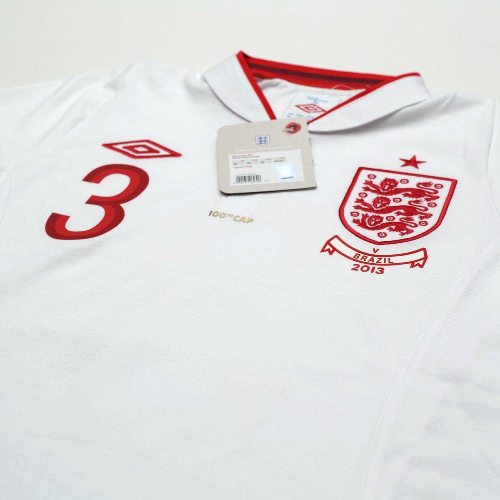 2012/13 Cole #3 England Vintage Umbro Home Football Shirt (38) 100th Cap BNWT