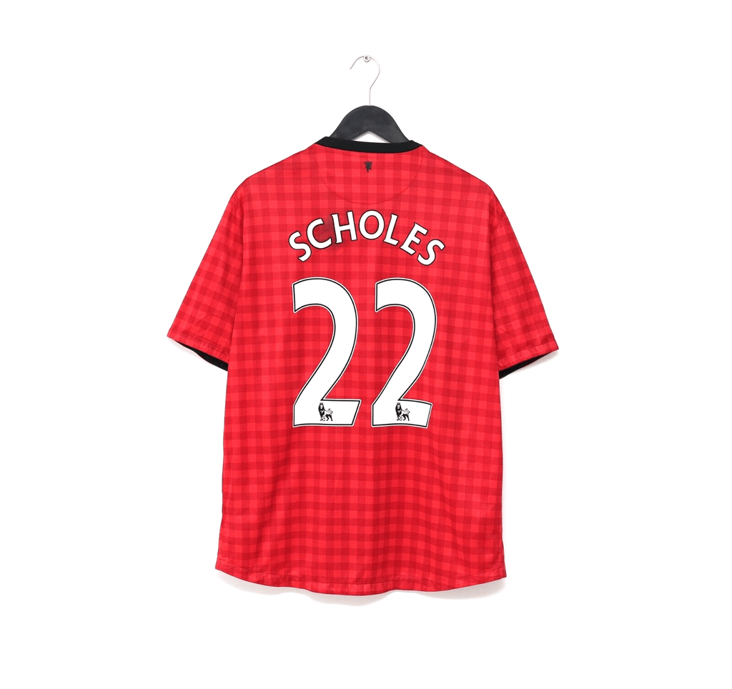 2012/13 SCHOLES #22 Manchester United Vintage Nike Home Football Shirt (XL)