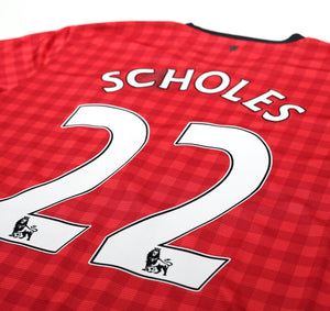 2012/13 SCHOLES #22 Manchester United Vintage Nike Home Football Shirt (XL)