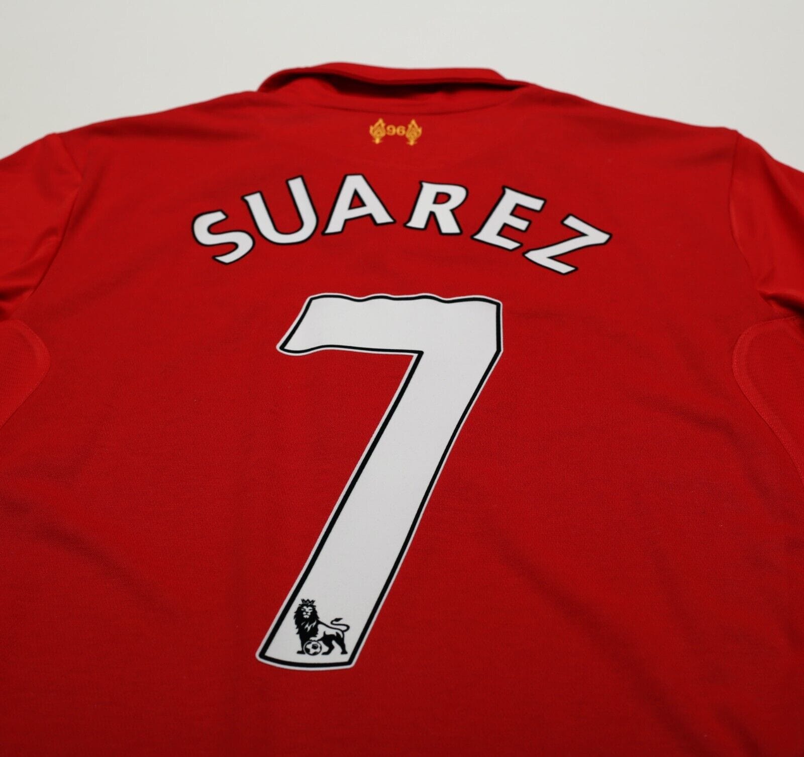 2012/13 SUAREZ #7 Liverpool Vintage Warrior Home Football Shirt Jersey (M)