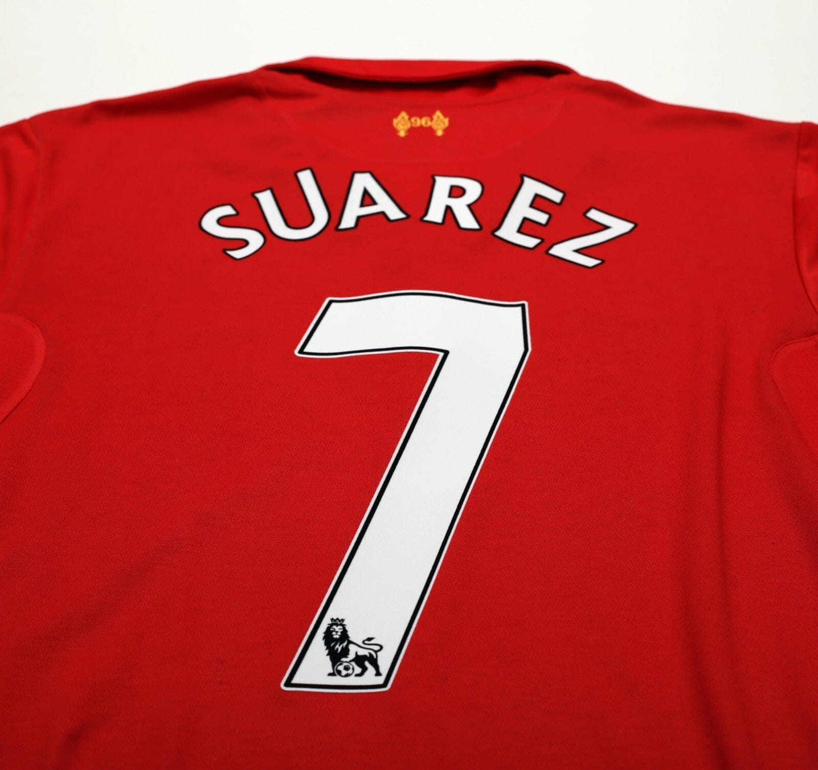 2012/13 SUAREZ #7 Liverpool Vintage Warrior Home Football Shirt (L)