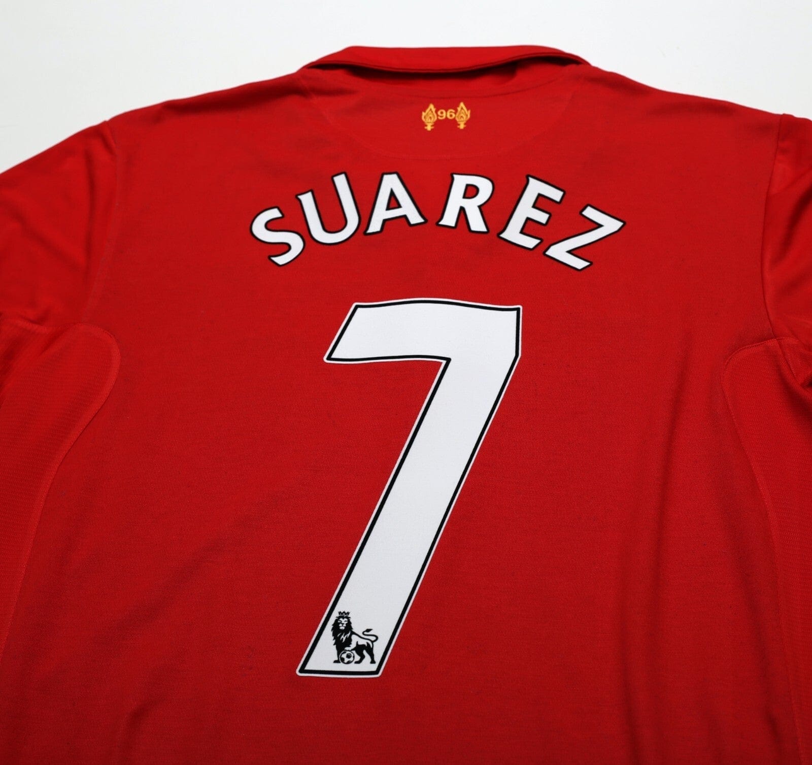 2012/13 SUAREZ #7 Liverpool Vintage Warrior Home Football Shirt (L)