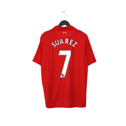 2012/13 SUAREZ #7 Liverpool Vintage Warrior Home Football Shirt (L)