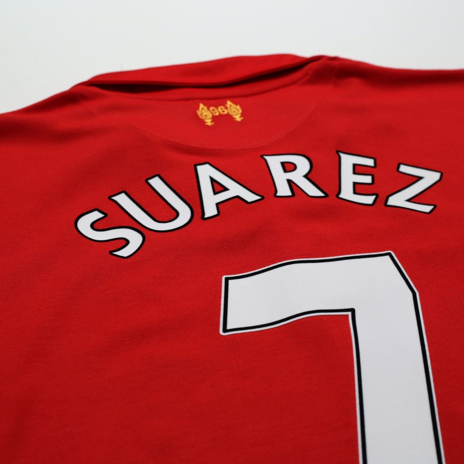 2012/13 Suarez #7 Liverpool Vintage Warrior Home Football Shirt (L)