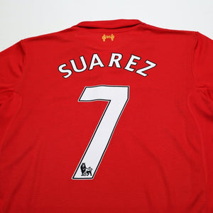 2012/13 Suarez #7 Liverpool Vintage Warrior Home Football Shirt (L)