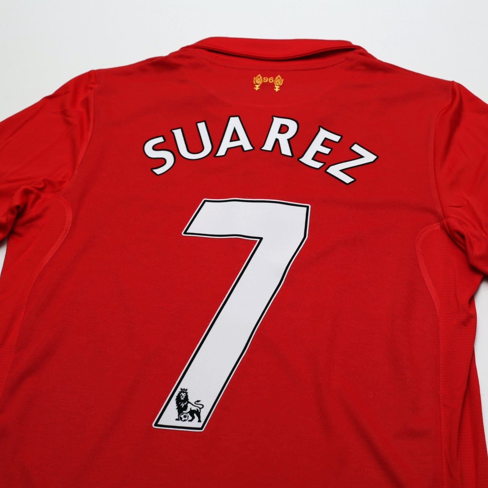 2012/13 Suarez #7 Liverpool Vintage Warrior Home Football Shirt (S)
