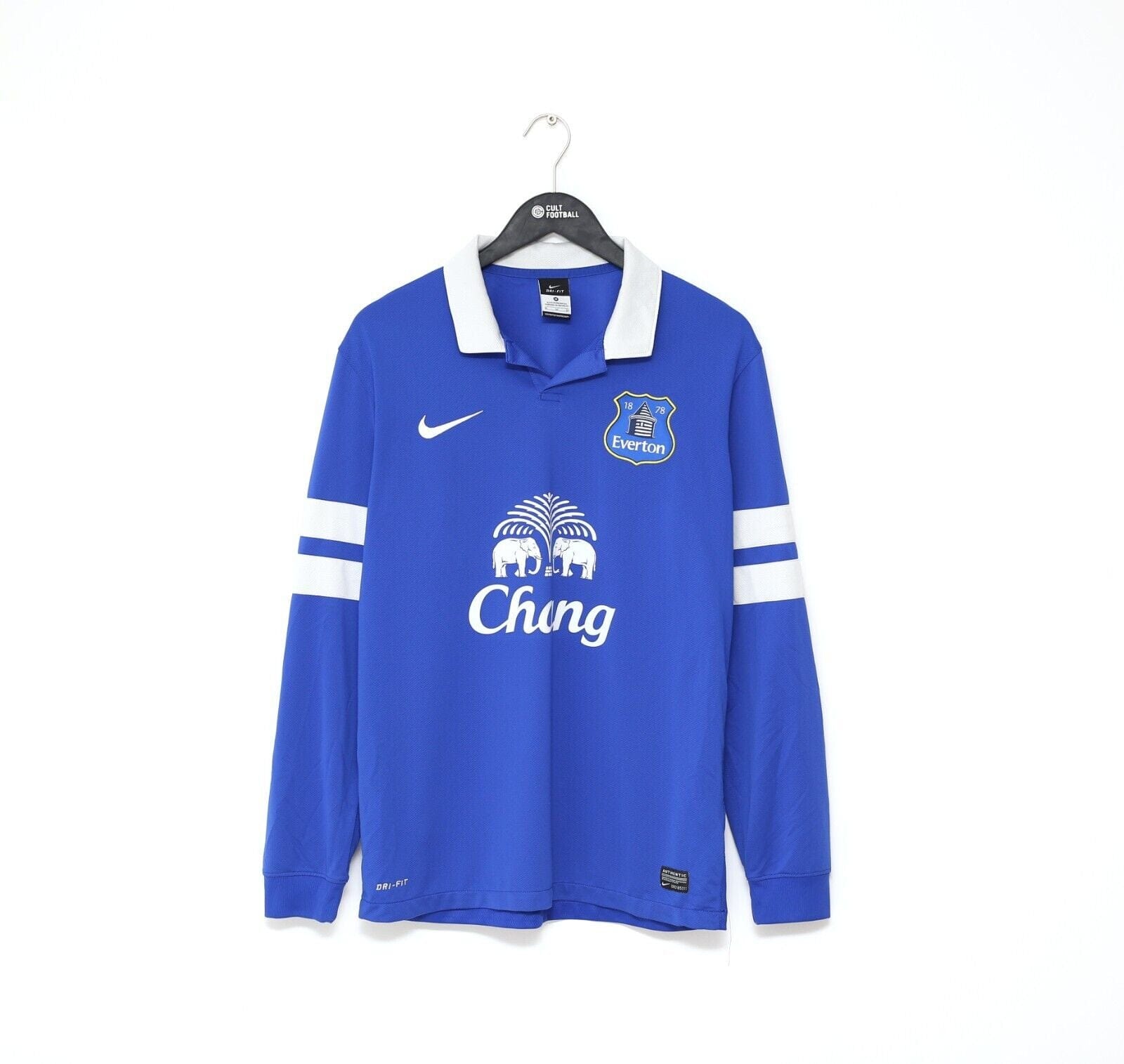2013/14 EVERTON Vintage NIKE Long Sleeve Home Football Shirt Jersey (M -  Football Shirt Collective