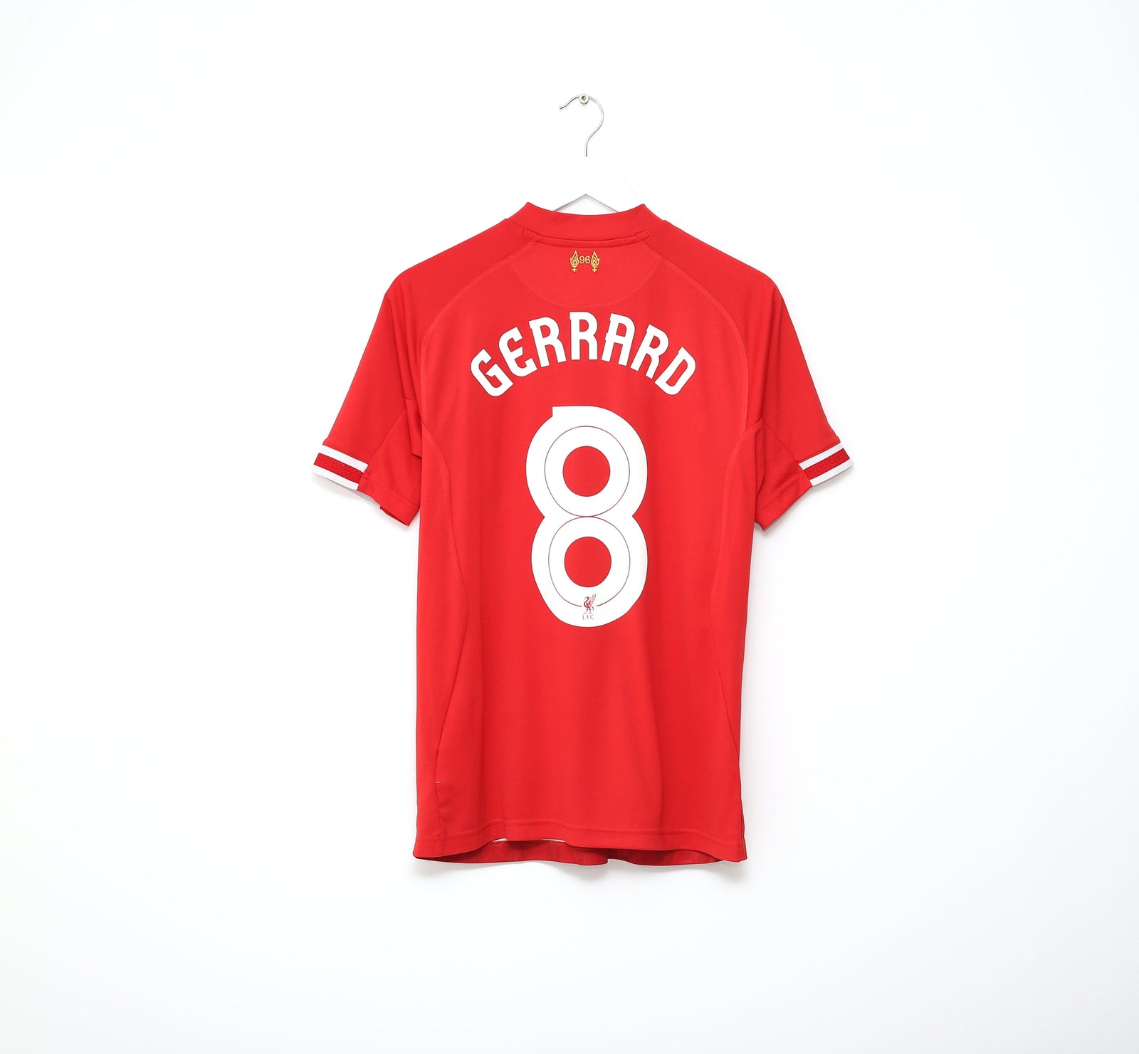 2013/14 GERRARD #8 Liverpool Vintage Warrior Home Football Shirt (M)