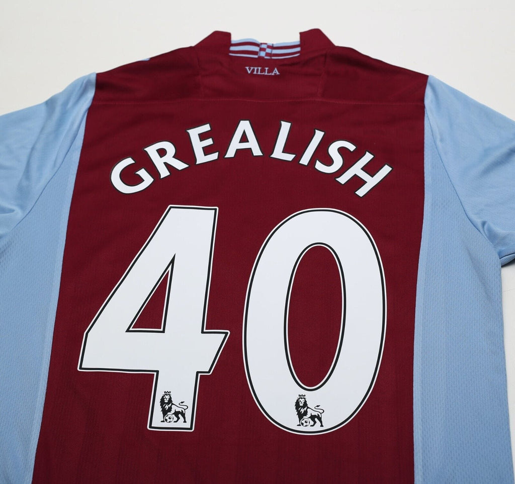 2013/14 GREALISH #40 Aston Villa Vintage Macron Home Football Shirt (M)