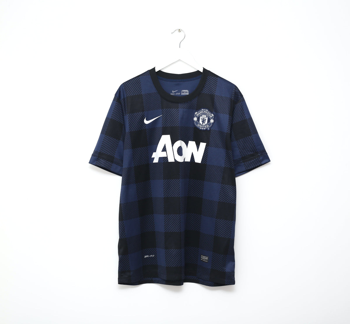 2013/14 Van Persie #20 Manchester United Nike European away football shirt in navy check