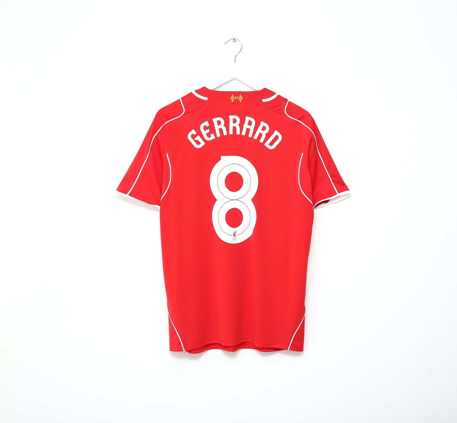 2014/15 GERRARD #8 Liverpool Vintage Warrior Home Football Shirt (M)