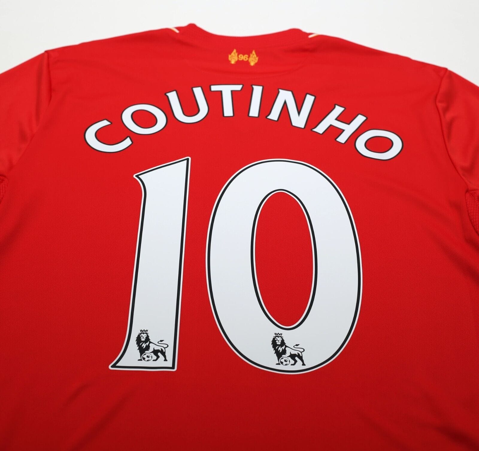 2015/16 COUTINHO #10 Liverpool Vintage New Balance Home Football Shirt (M)