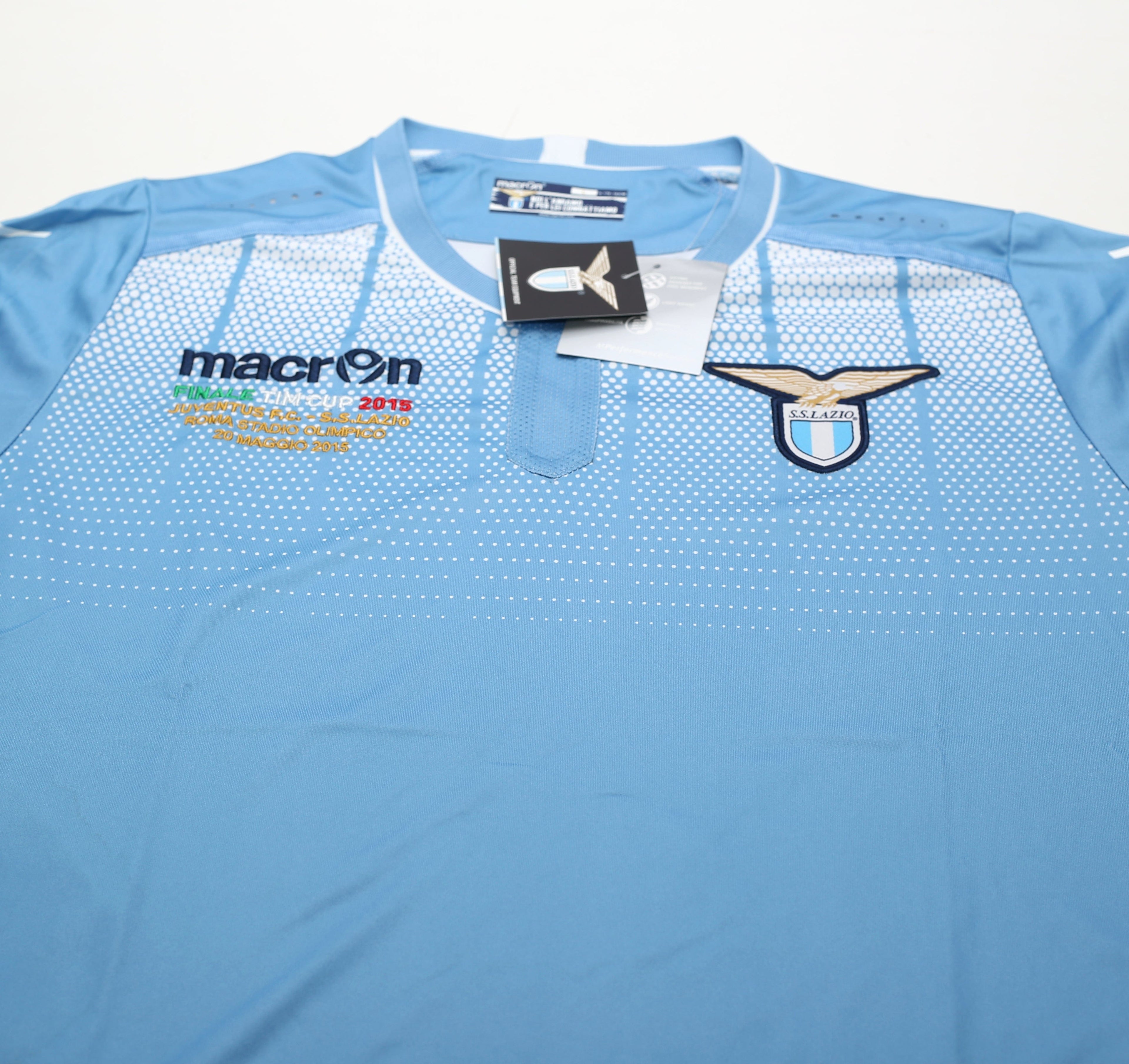 2015/16 LAZIO 'FIinale TIM Cup 2015' Macron Home Football Shirt (L) BNWT