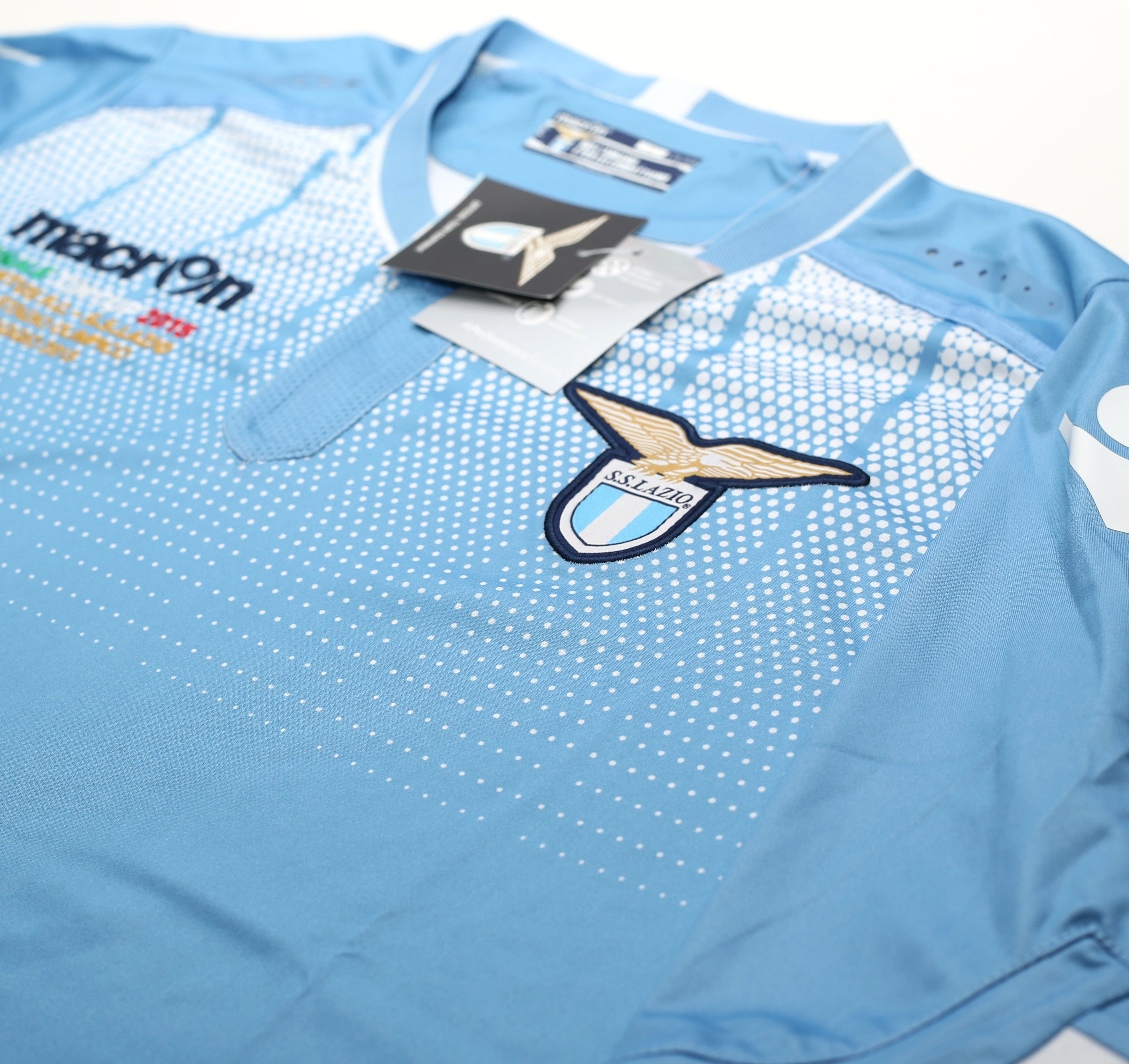 2015/16 LAZIO 'FIinale TIM Cup 2015' Macron Home Football Shirt (L) BNWT