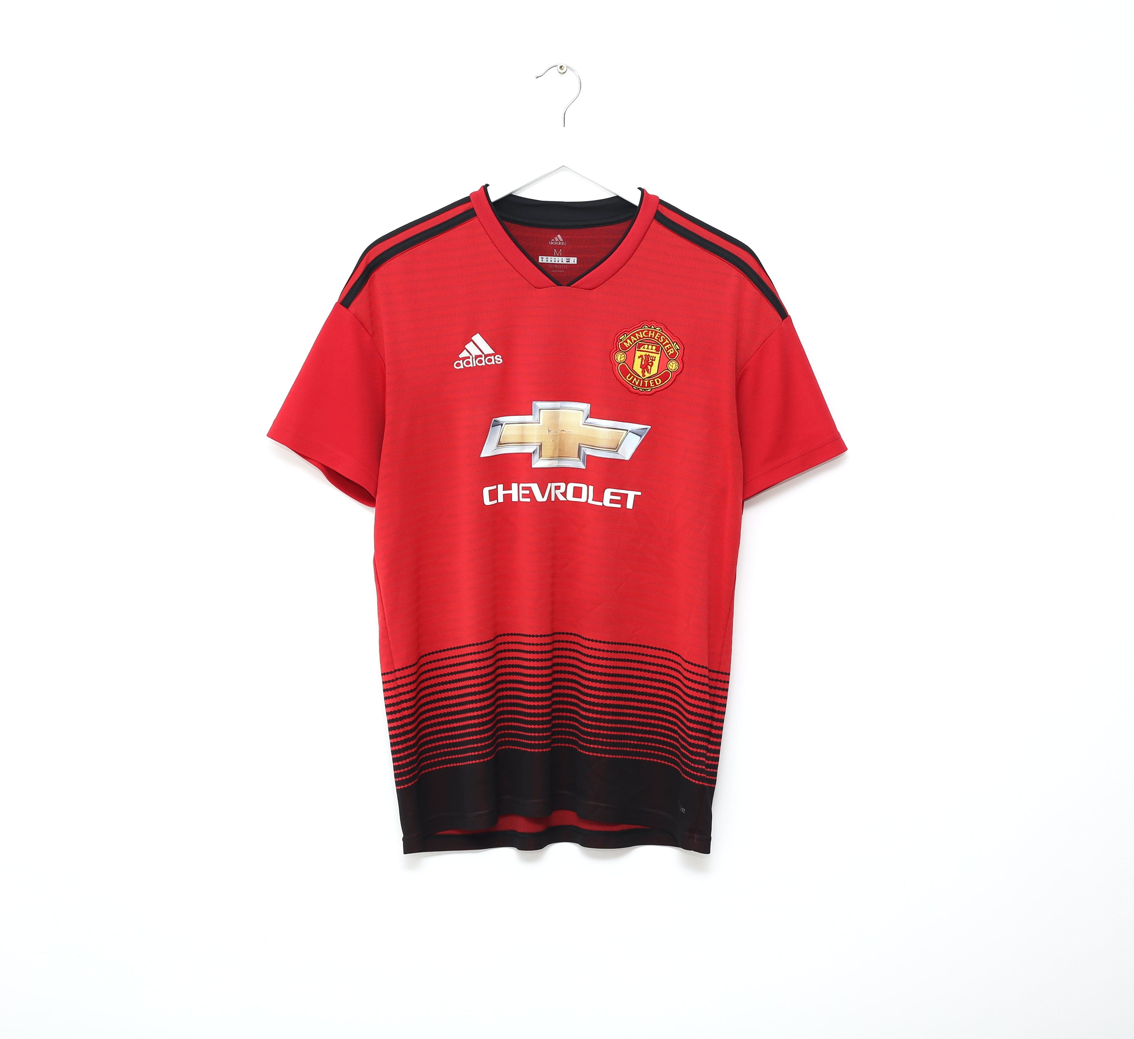 2018/19 Manchester United adidas home football shirt in red with a black fade