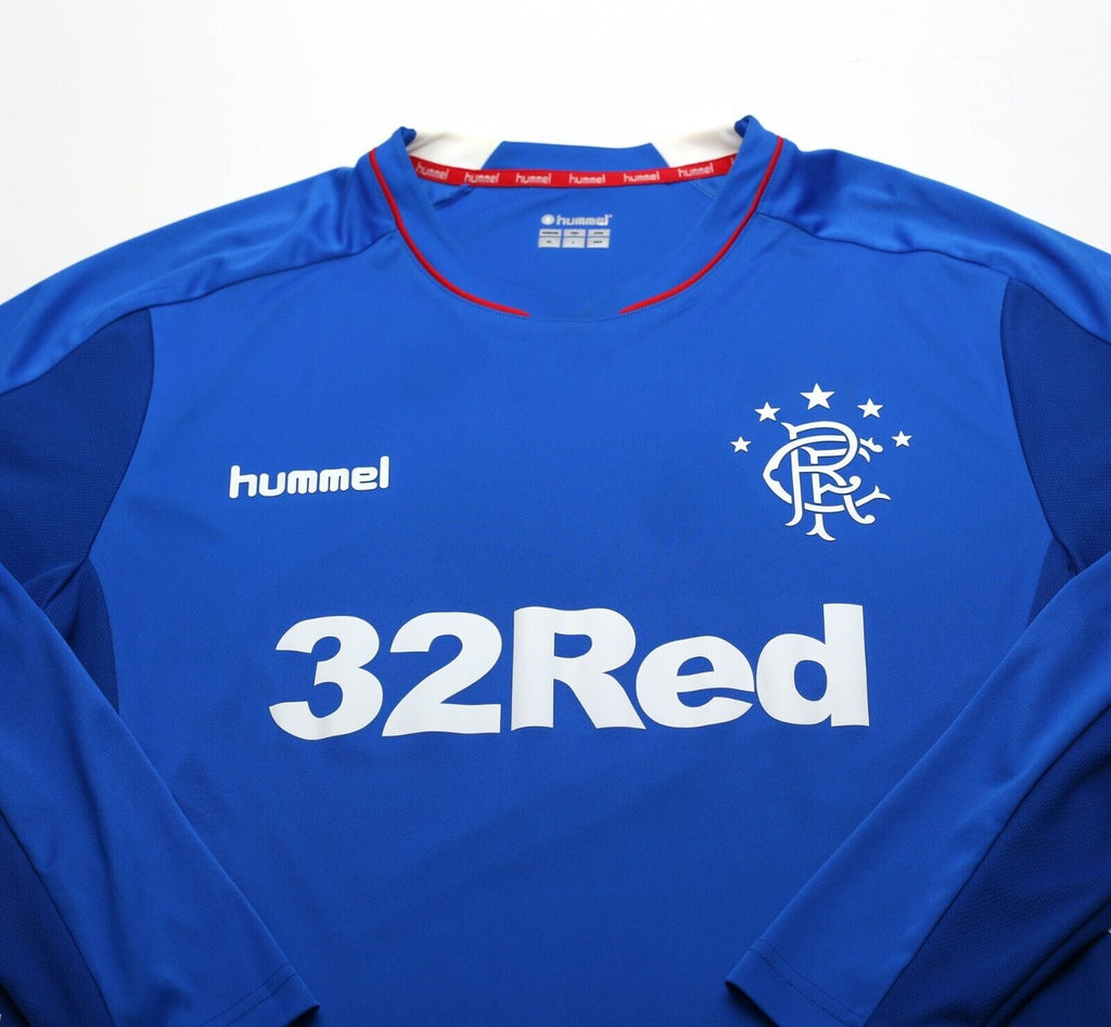 2018/19 RANGERS Hummel Long Sleeve Home Football Shirt Jersey (L/XL)