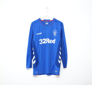 2018/19 RANGERS Hummel Long Sleeve Home Football Shirt Jersey (L/XL)