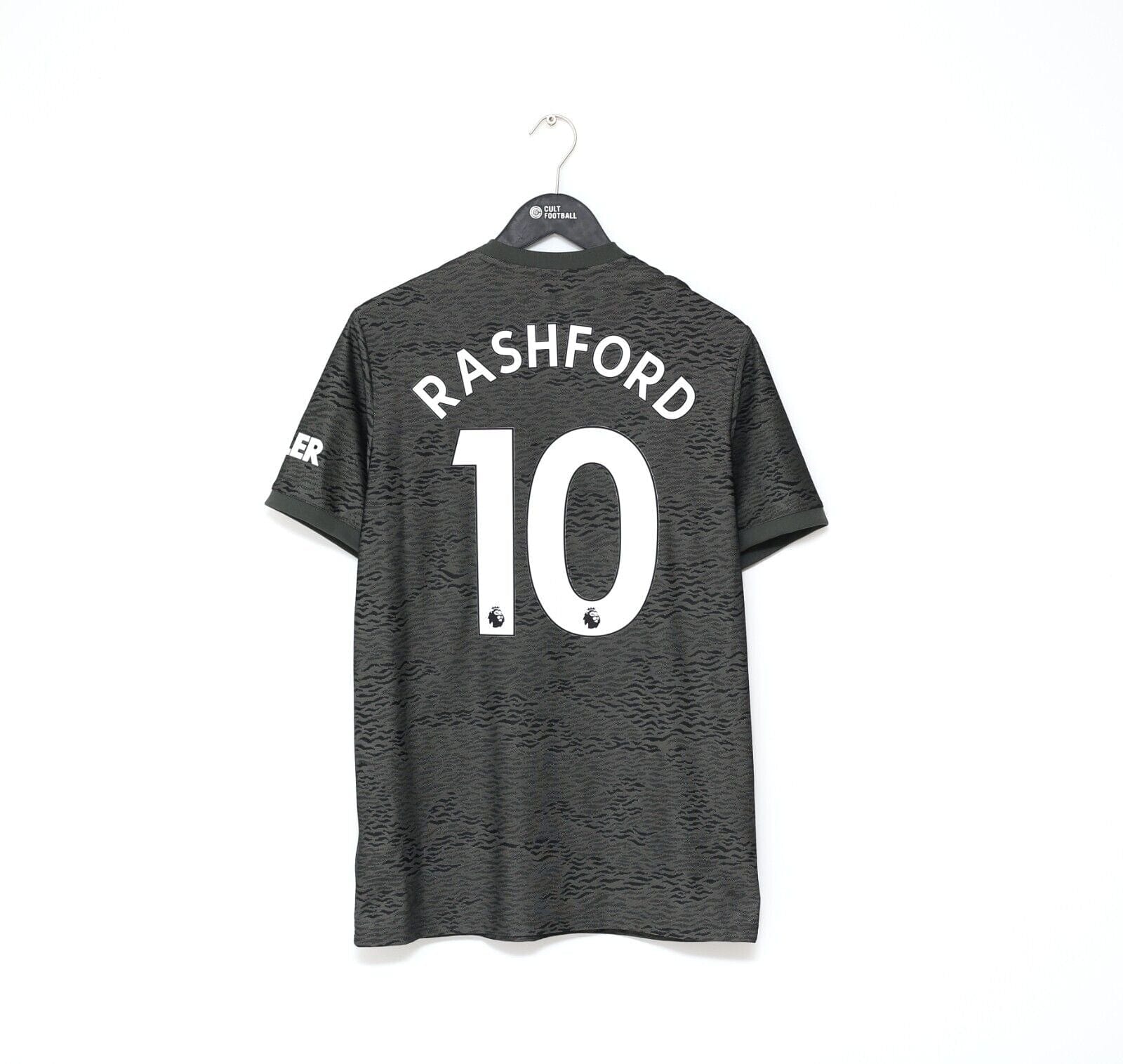 2020/21 Rashford #10 Manchester United adidas away football shirt in dark green and black