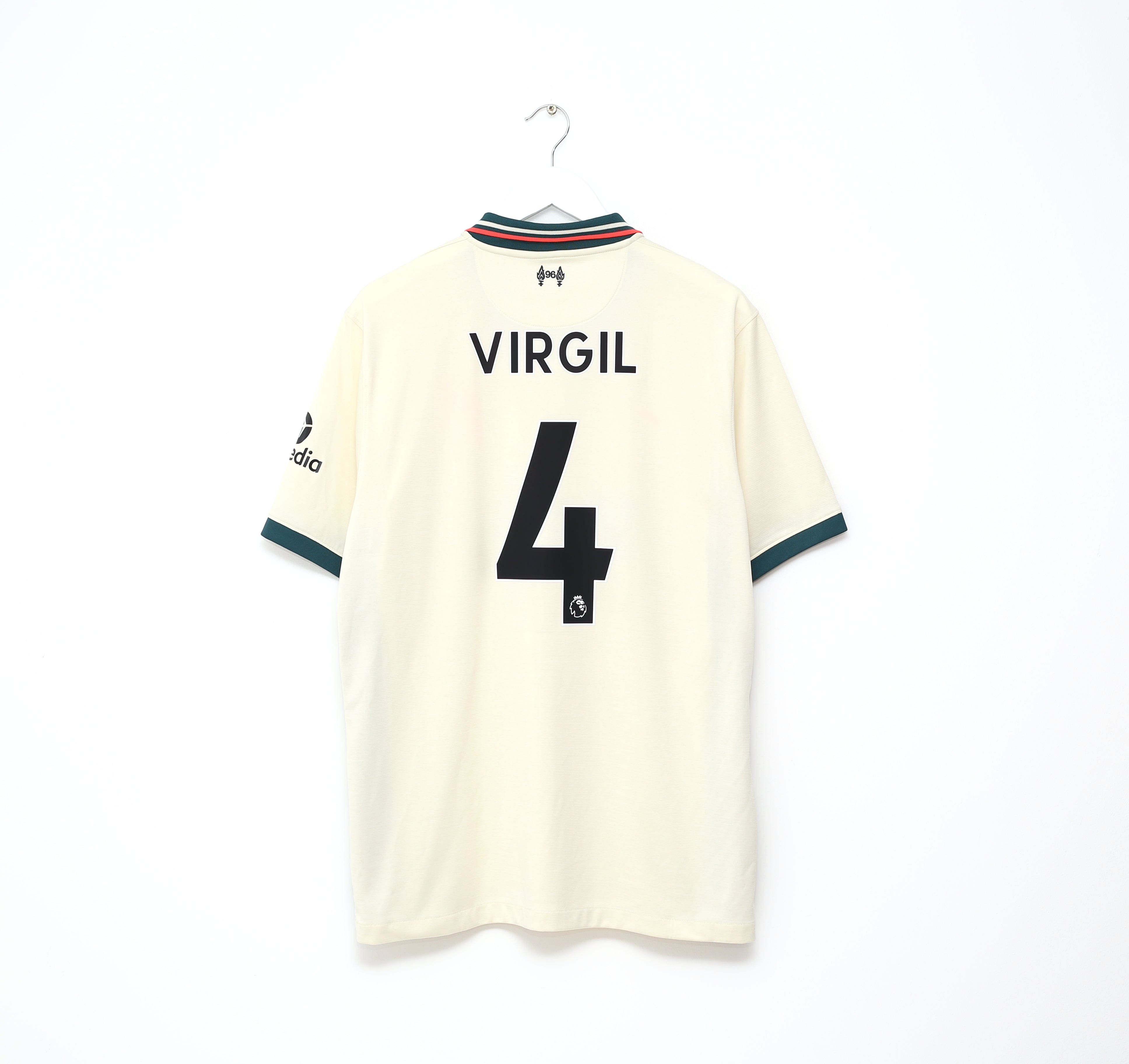 L.F.C. VIRGIL 4 シャツ クリーム色 2021/22 VIRGIL #4 Liverpool Nike Away Football Shirt (XL