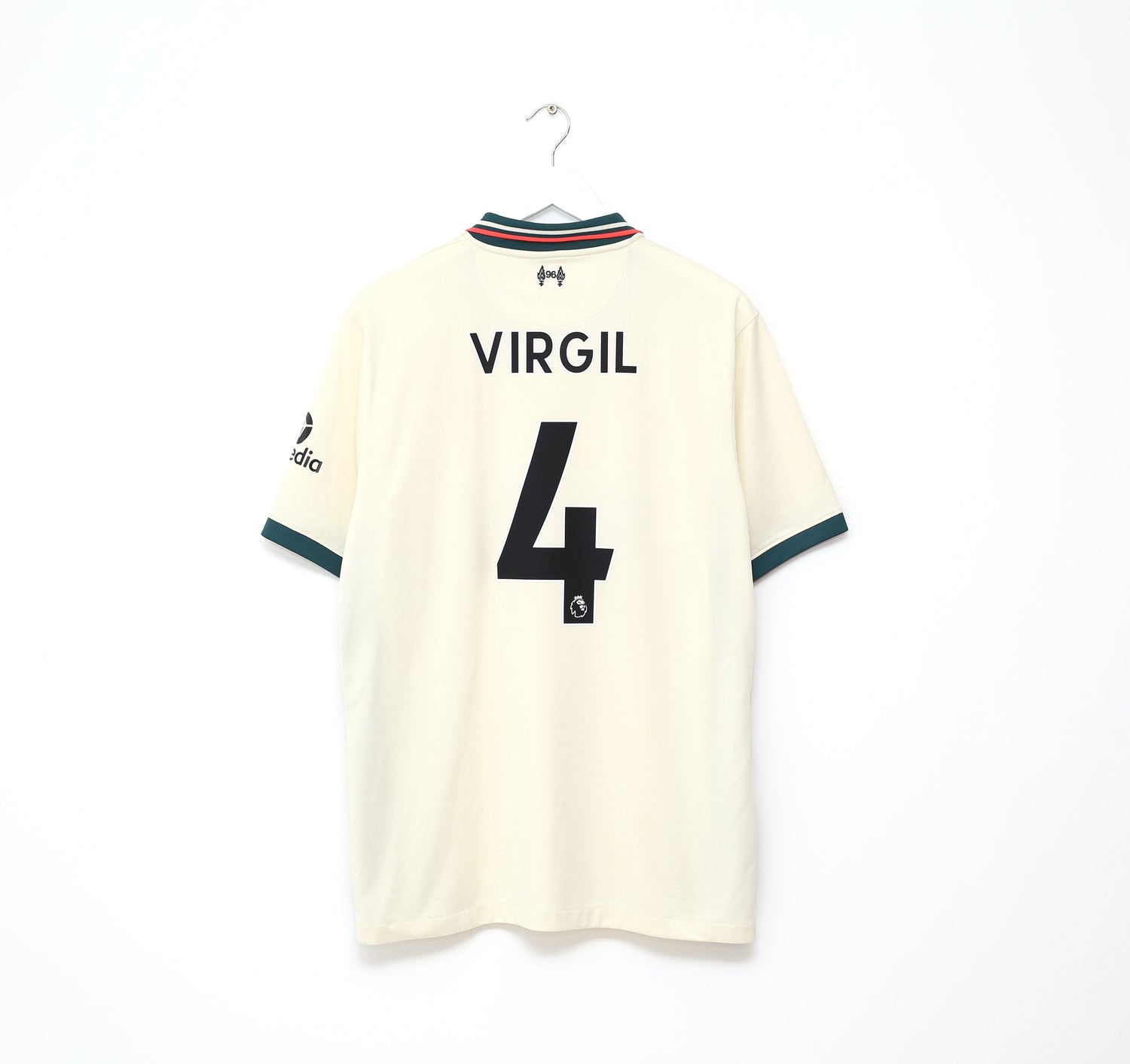 L.F.C. VIRGIL 4 シャツ クリーム色 2021/22 VIRGIL #4 Liverpool Nike Away Football Shirt (XL