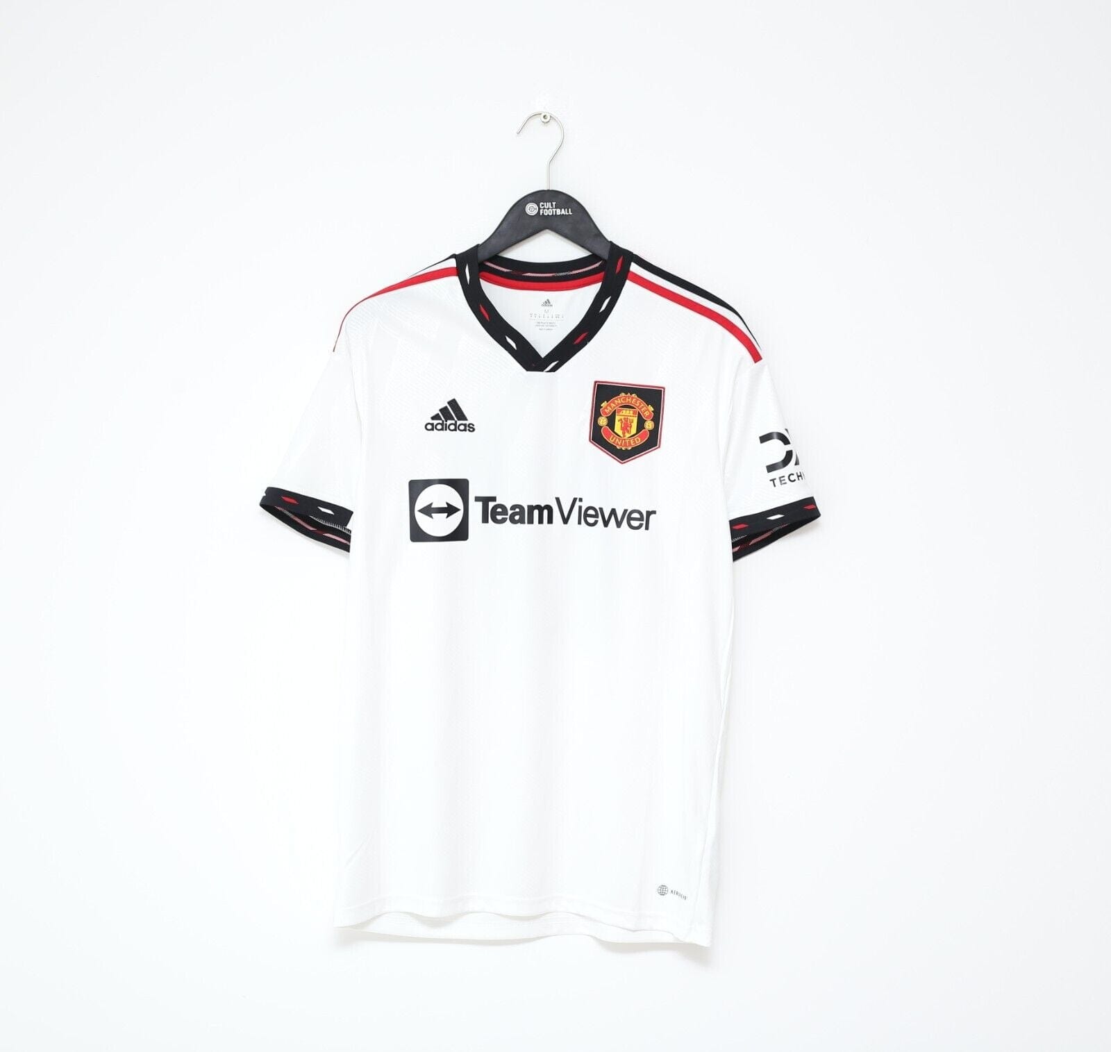 2022/23 Fred #17 Manchester United adidas away football shirt in white with black and red trim