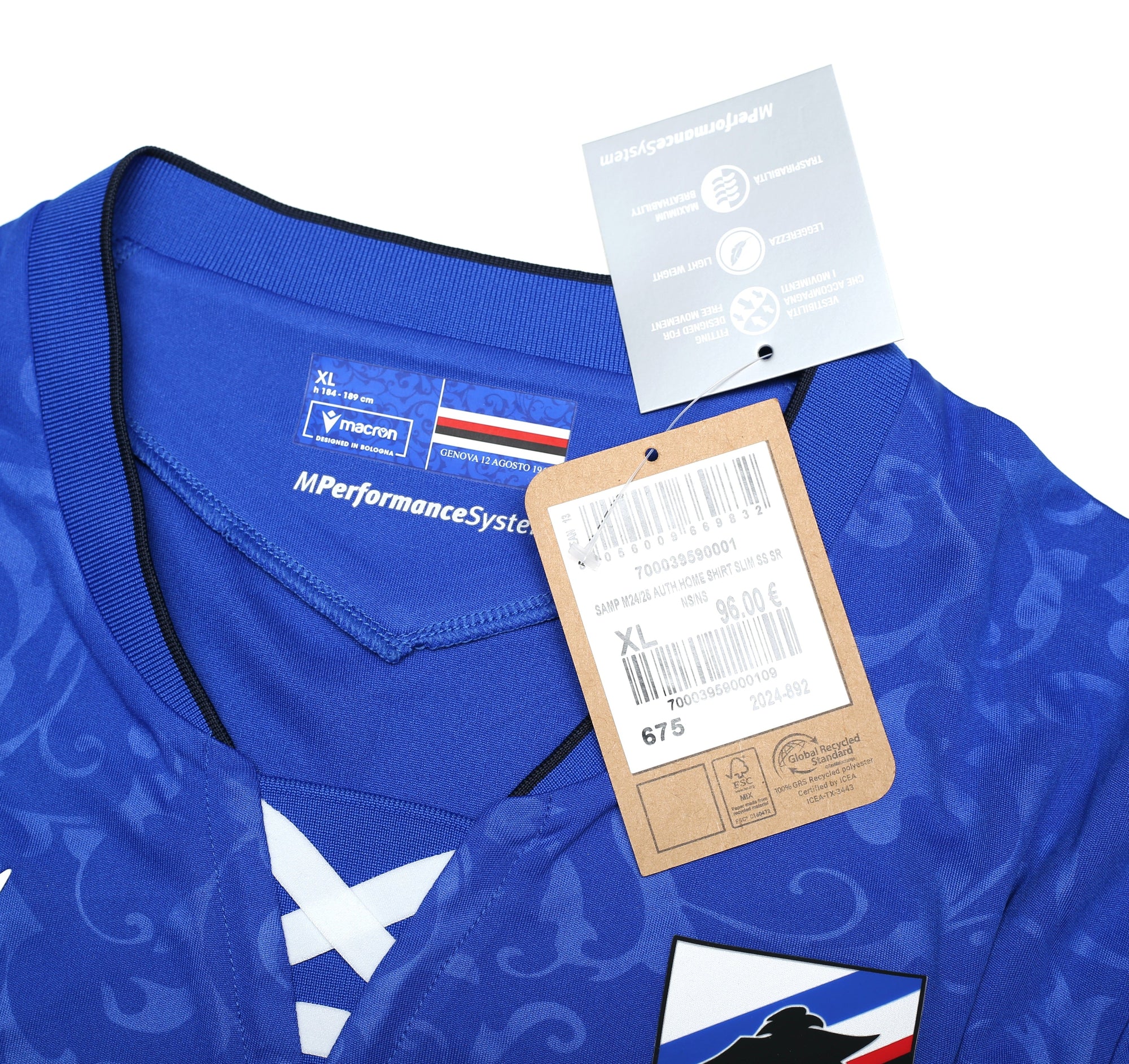 2024/25 Sampdoria home shirt New | Sponsor free | All sizes