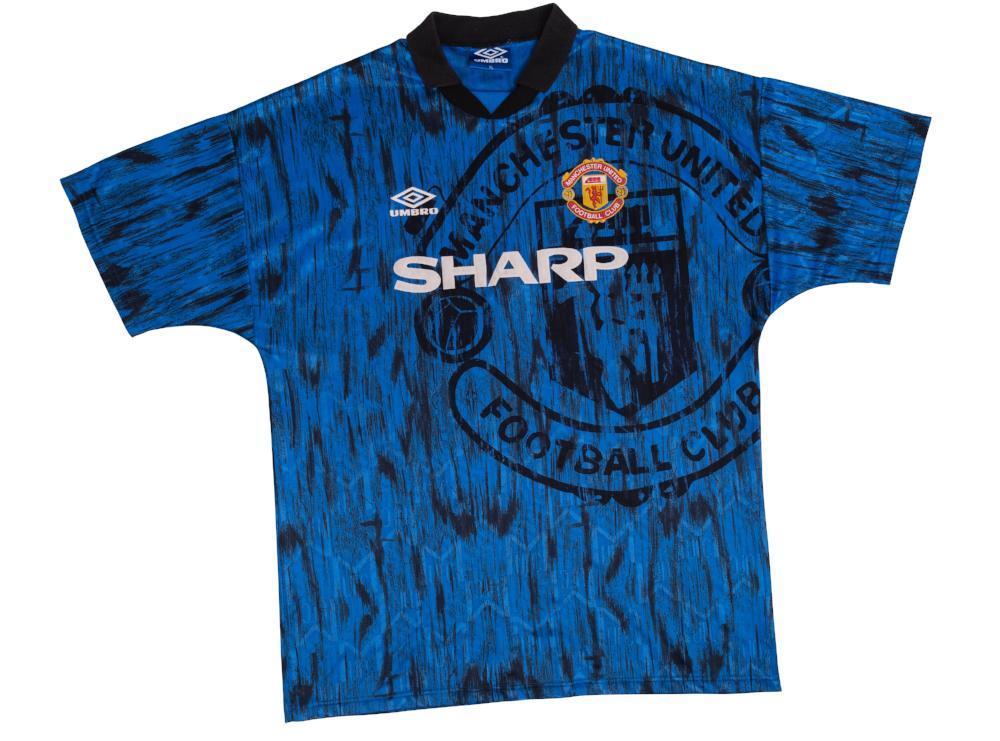 ウェア Manchester United 1992/94 Away Uniform Vintage 1992-93 Manchester United Away Shirt with Sharp sponsor