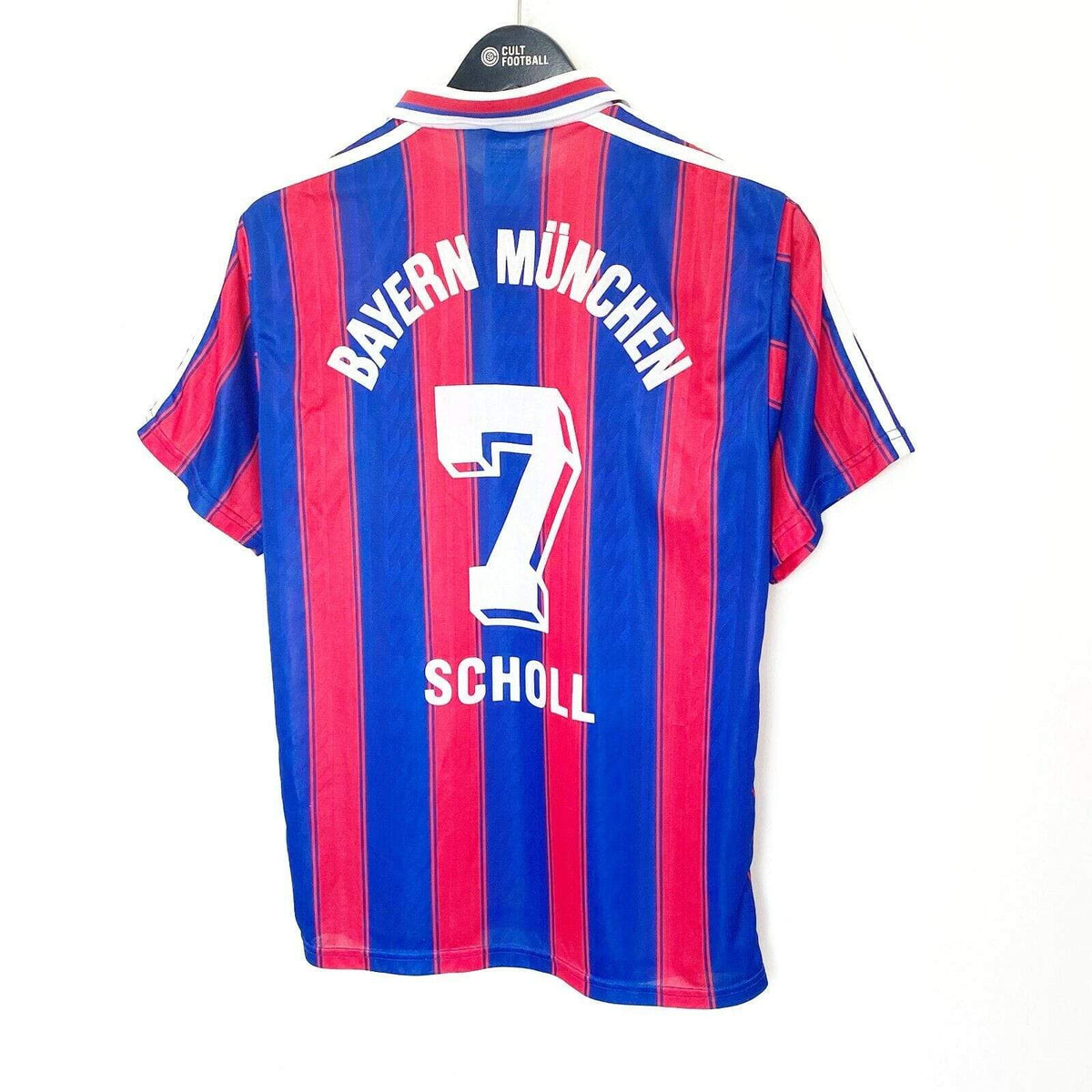 Cult Football 1995/97 SCHOLL #7 Bayern Munich Vintage Adidas Home Football Shirt (S) Germany