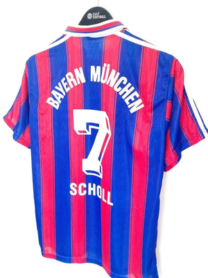 Cult Football 1995/97 SCHOLL #7 Bayern Munich Vintage Adidas Home Football Shirt (S) Germany
