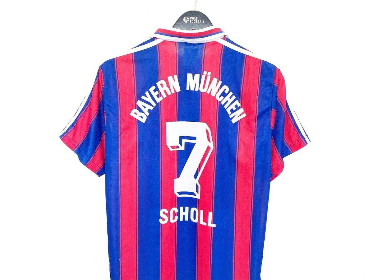 Cult Football 1995/97 SCHOLL #7 Bayern Munich Vintage Adidas Home Football Shirt (S) Germany