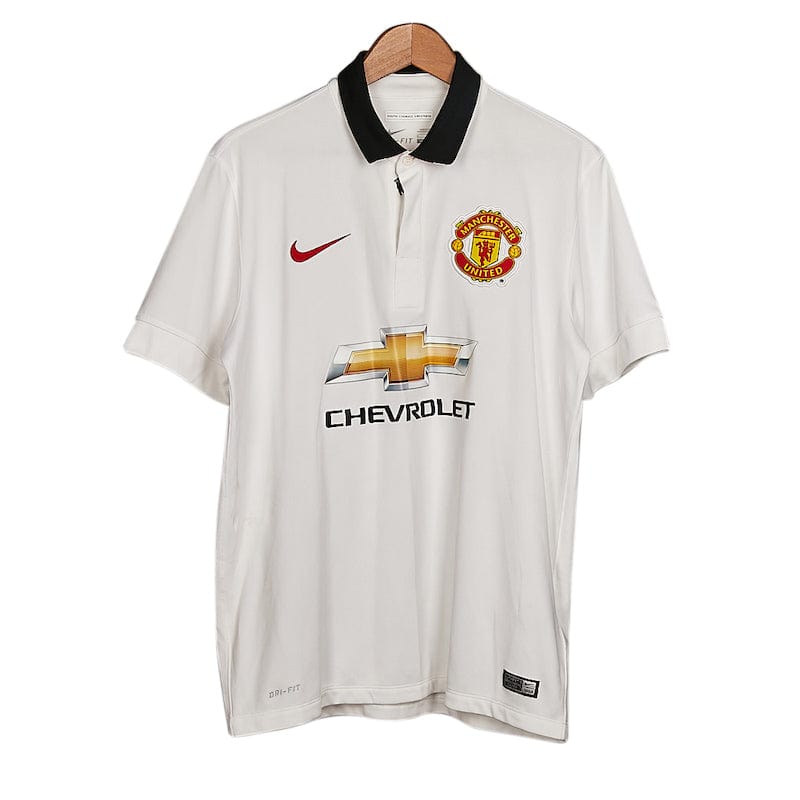 2014/15 Manchester United Nike away football shirt in white with black collar and Chevrolet sponsor