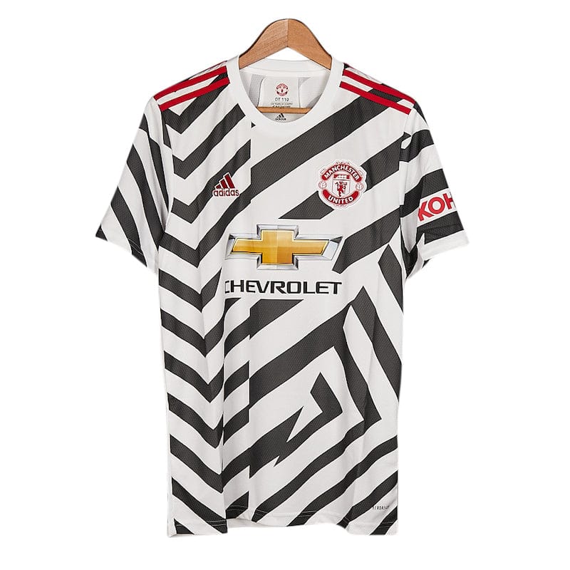 2020/21 Manchester United adidas third football shirt in white and black dazzle camouflage print