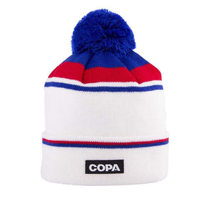 Keegan England Bobble Hat | White Red Blue - Football Shirt Collective