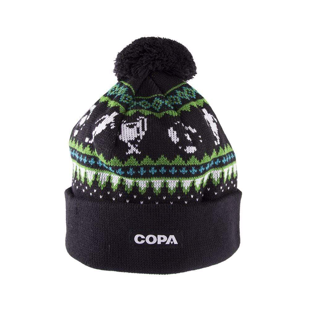 Nordic Knit Bobble Hat | Black-Green-Blue-White - Football Shirt Collective