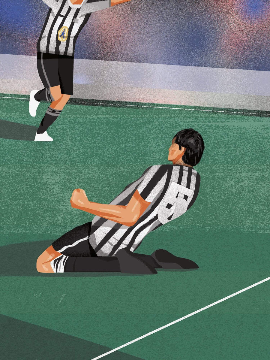 Philippe Albert, Knee Slide, Newcastle United A3 print - Football Shirt Collective