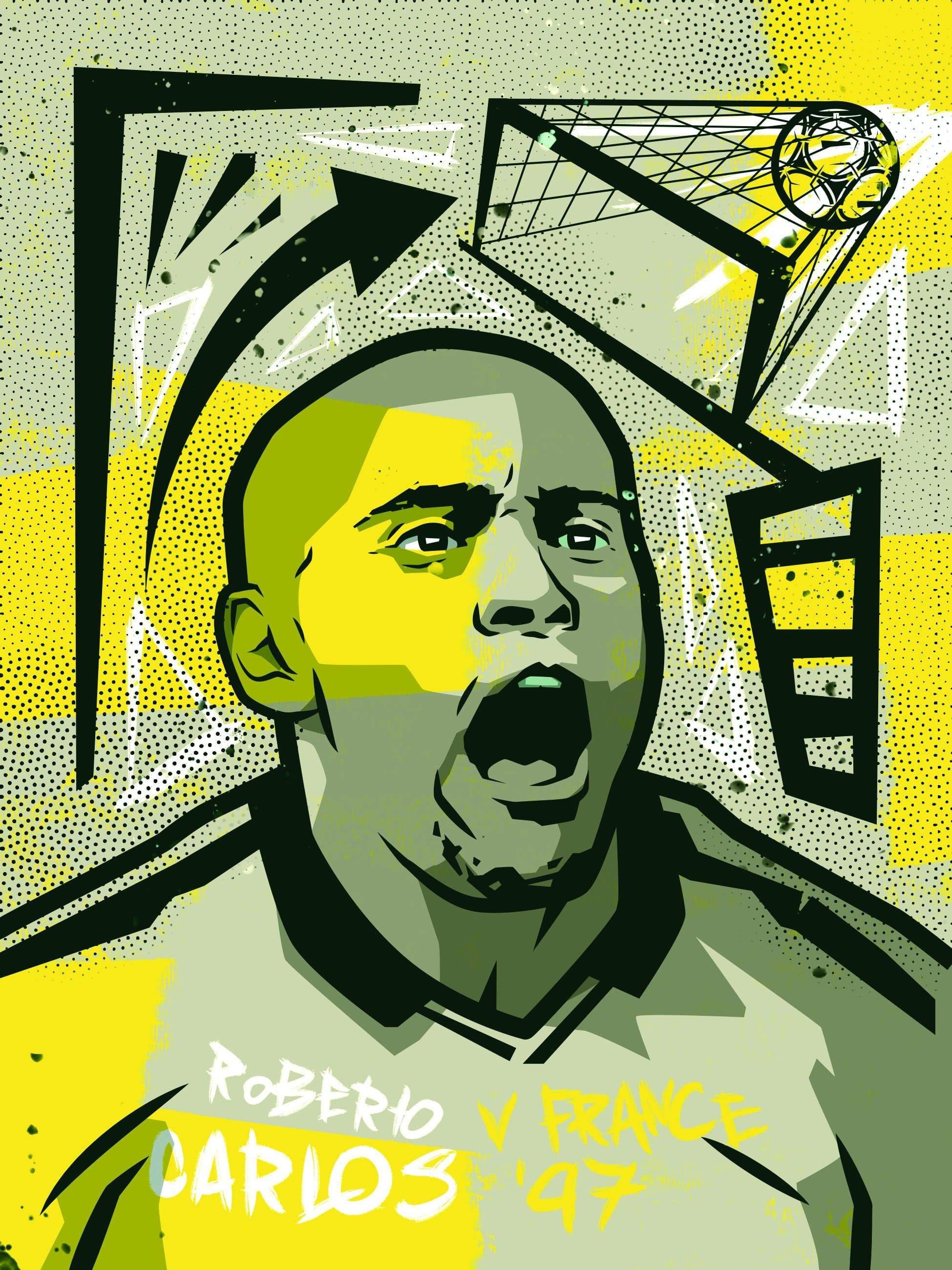 Roberto Carlos Brazil A3 print - Football Shirt Collective