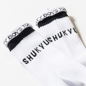 SHUKYU MAGAZINE × CITY BOYS FC “SHUKYU” SOCKS / WHT × BLK - Football Shirt Collective