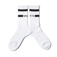 SHUKYU MAGAZINE × CITY BOYS FC “SHUKYU” SOCKS / WHT × BLK - Football Shirt Collective
