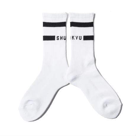 SHUKYU MAGAZINE × CITY BOYS FC “SHUKYU” SOCKS / WHT × BLK - Football Shirt Collective