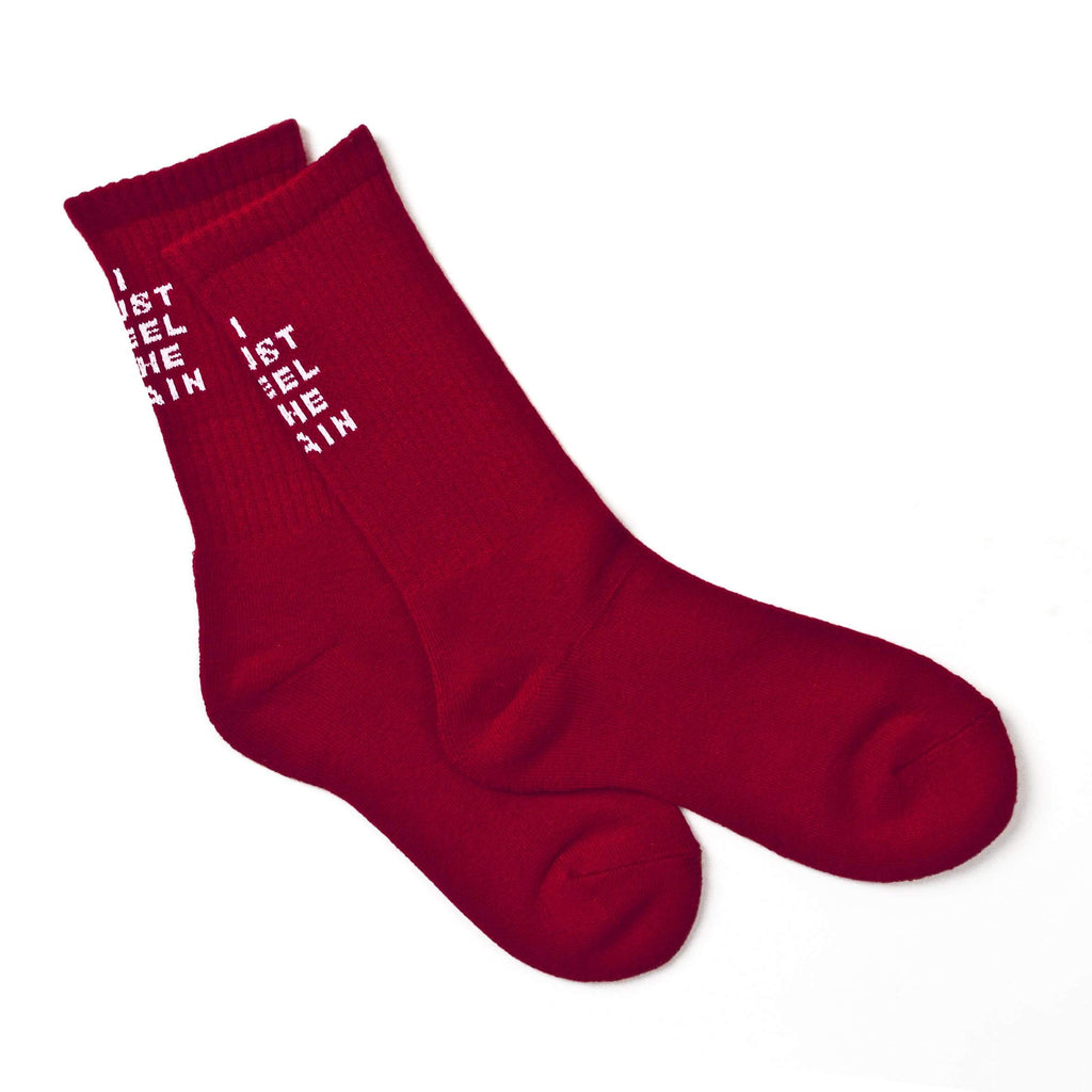 SHUKYU × CITY BOYS FC “I JUST FEEL THE PAIN” SOCKS [RED] - Football Shirt Collective