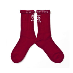 SHUKYU × CITY BOYS FC “I JUST FEEL THE PAIN” SOCKS [RED] - Football Shirt Collective
