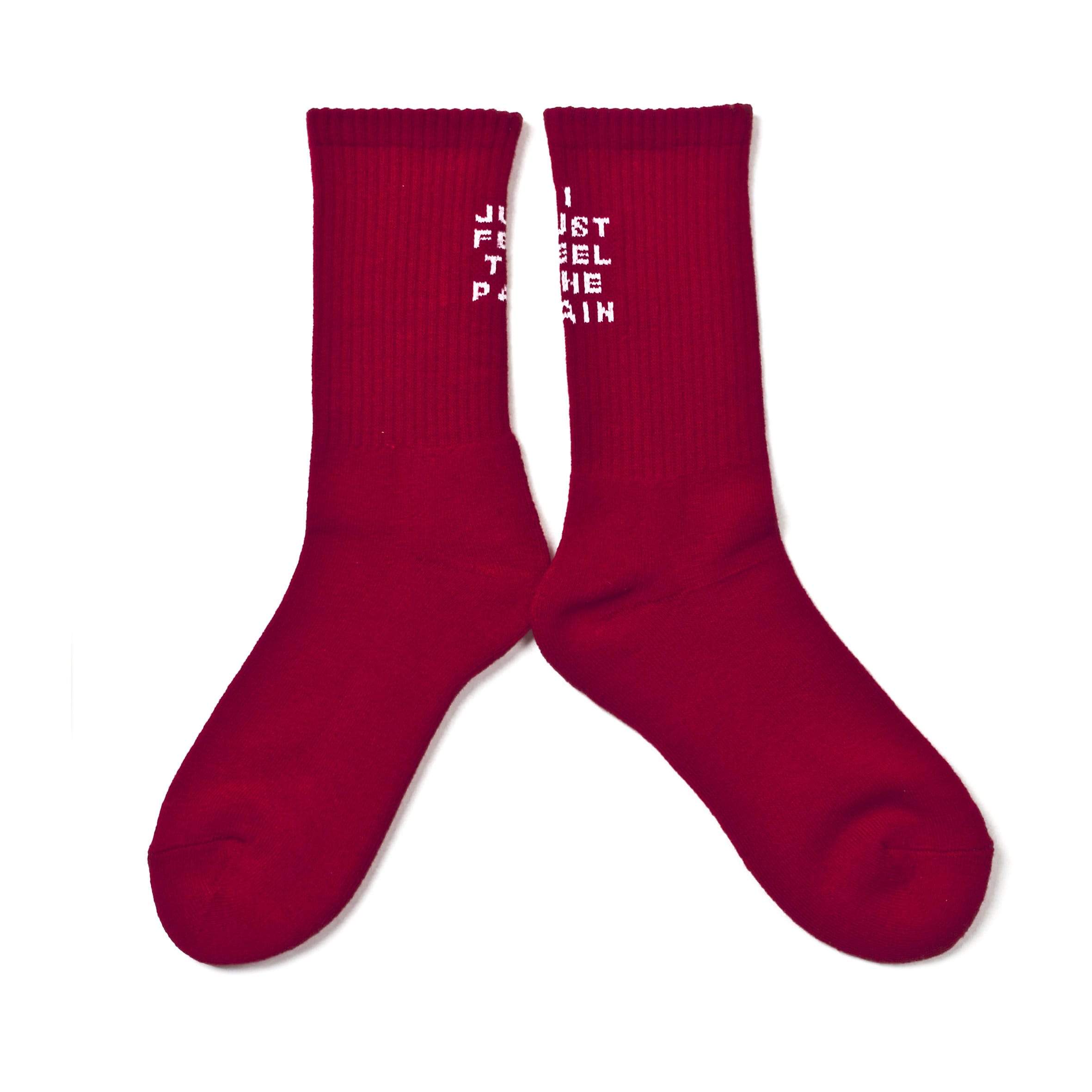 SHUKYU × CITY BOYS FC “I JUST FEEL THE PAIN” SOCKS [RED] - Football Shirt Collective