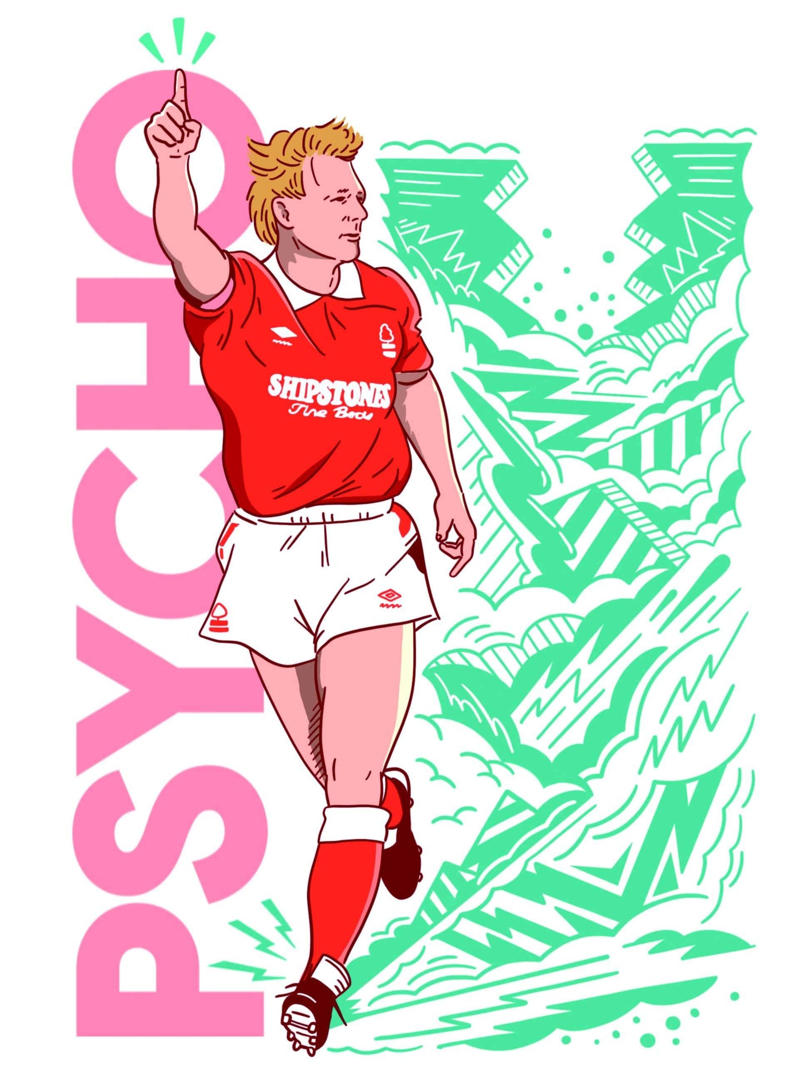 Stuart Pearce x Nottingham Forest A3 print - Football Shirt Collective